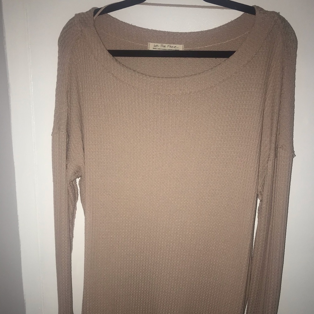 Free people S Small top oversized tunic beige